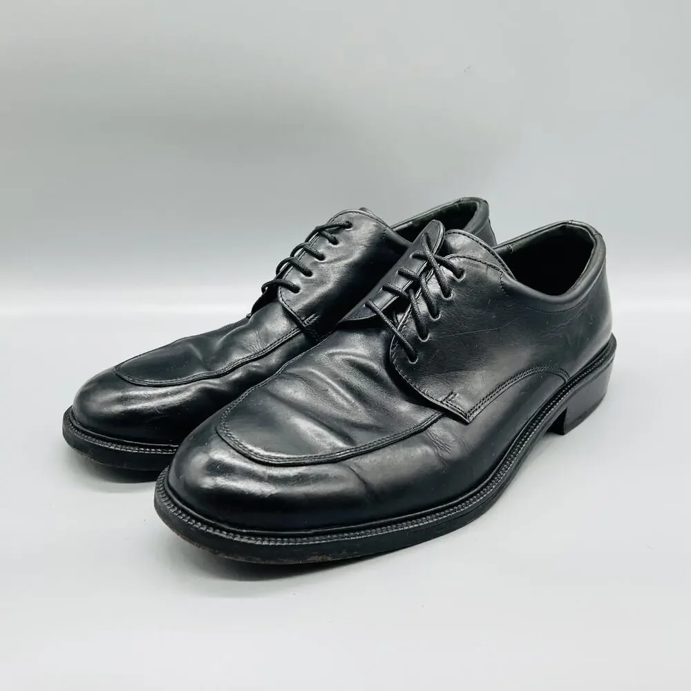 Cole Haan Shoes Men 11.5 Black Leather City Derby Oxford Dress Vtg Apron Toe
